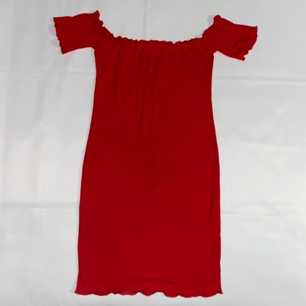 Heart & Hips Ribbed Off The Shoulder Bodycon Dress
